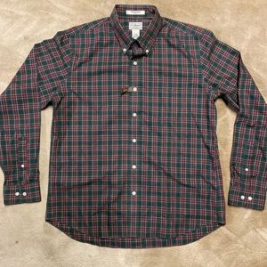 LL Bean Wrinkle Free Mens LS Plaid Slim Fit